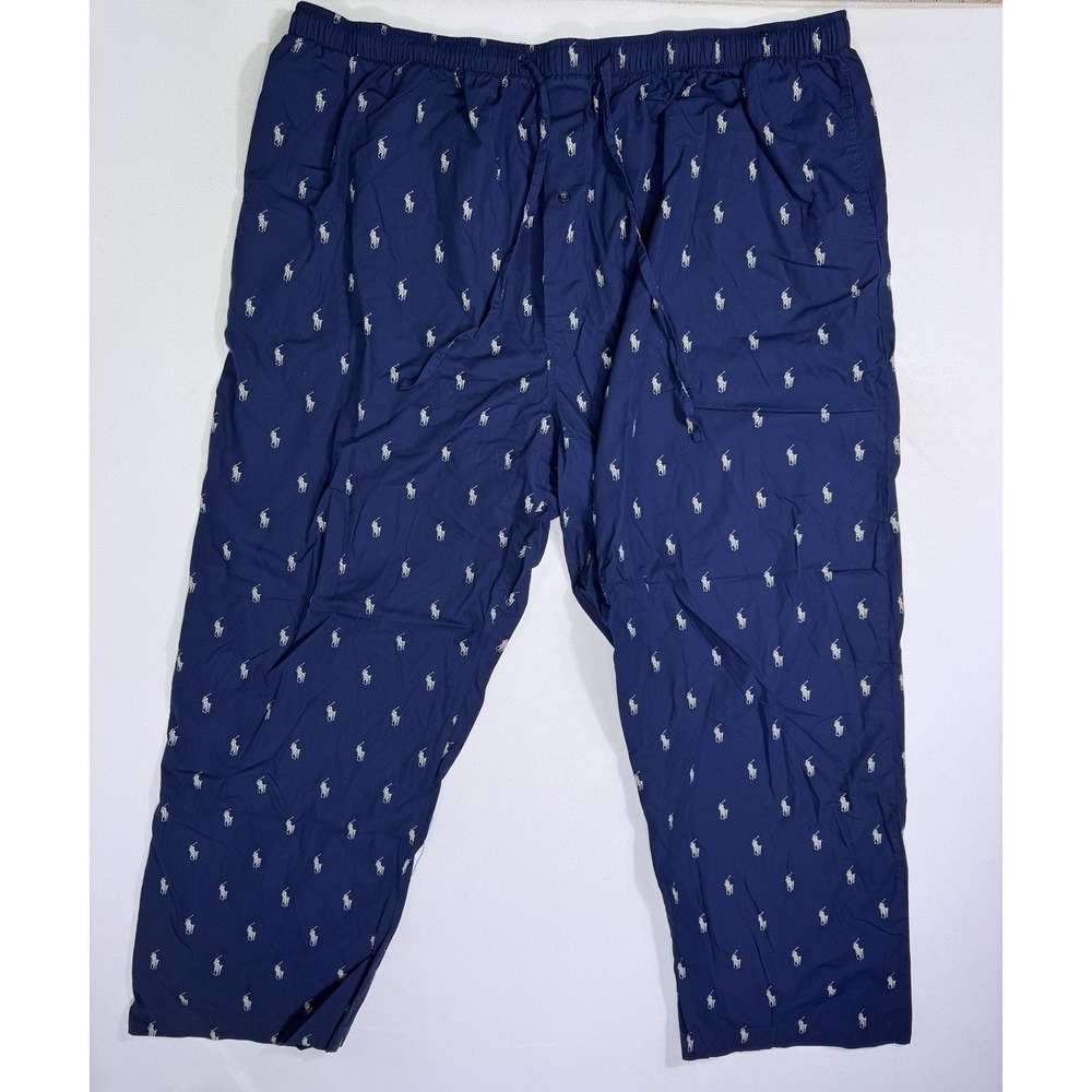 Polo Ralph Lauren Pajama Pants 3X All Over Pony Print Navy Blue 3XL Logo